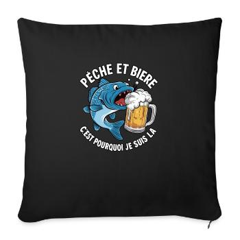 Fishing and Beer - Fisherman Humor - Sofa pillowcase 17,3'' x 17,3'' (45 x 45 cm) - black - Front
