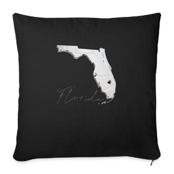 Real Volleyball en Floride Carte de l’État FL - Housse de coussin décorative 45 x 45 cm - noir - Devant