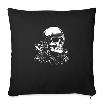 Biker Skull Cadeau Moto - Housse de coussin décorative 45 x 45 cm - noir - Devant