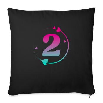 2nd Birthday Colorful Heart Circle - Sofa pillowcase 17,3'' x 17,3'' (45 x 45 cm) - black - Front