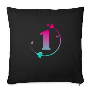 1st Birthday Colorful Heart Circle - Sofa pillowcase 17,3'' x 17,3'' (45 x 45 cm) - black - Front