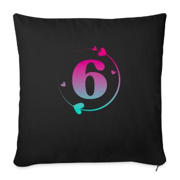 6th Birthday Colorful Heart Circle - Sofa pillowcase 17,3'' x 17,3'' (45 x 45 cm) - black - Front