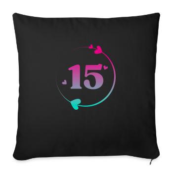 15th Birthday Colorful Heart Circle - Sofa pillowcase 17,3'' x 17,3'' (45 x 45 cm) - black - Front
