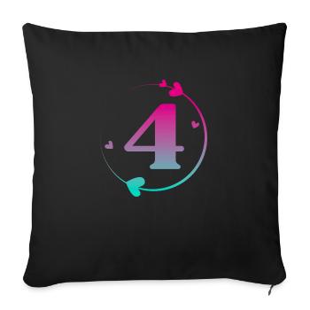 4. Geburtstag Bunter Herzkreis - Sofakissenbezug 45 x 45 cm - Schwarz - Vorne
