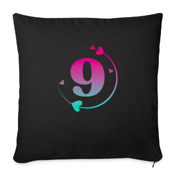 9th Birthday Colorful Heart Circle - Sofa pillowcase 17,3'' x 17,3'' (45 x 45 cm) - black - Front