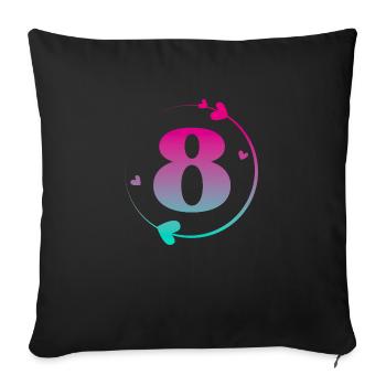 8th Birthday Colorful Heart Circle - Sofa pillowcase 17,3'' x 17,3'' (45 x 45 cm) - black - Front