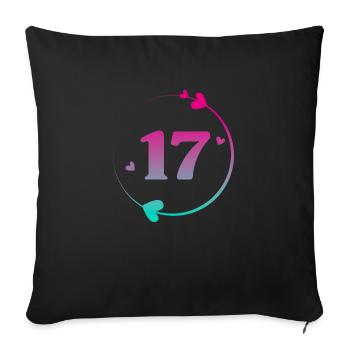 17th Birthday Colorful Heart Circle - Sofa pillowcase 17,3'' x 17,3'' (45 x 45 cm) - black - Front
