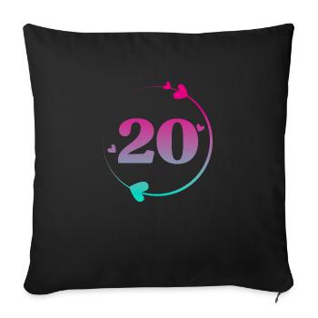20th Birthday Colorful Heart Circle - Sofa pillowcase 17,3'' x 17,3'' (45 x 45 cm) - black - Front
