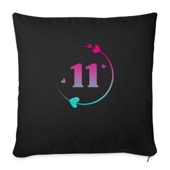 11. Geburtstag Bunter Herzkreis - Sofakissenbezug 45 x 45 cm - Schwarz - Vorne