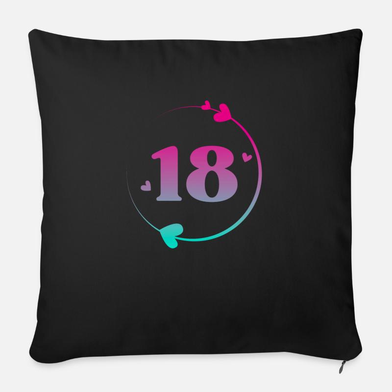 18. Geburtstag Bunter Herzkreis - Sofakissenbezug 45 x 45 cm - Schwarz