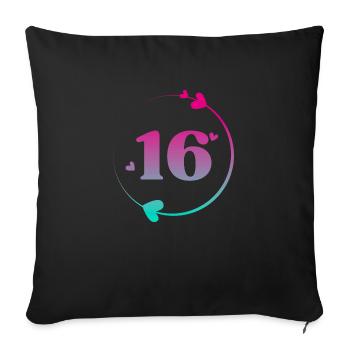 16th Birthday Colorful Heart Circle - Sofa pillowcase 17,3'' x 17,3'' (45 x 45 cm) - black - Front