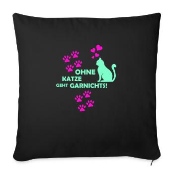 Nothing works without a cat 01 - Sofa pillowcase 17,3'' x 17,3'' (45 x 45 cm) - black - Front