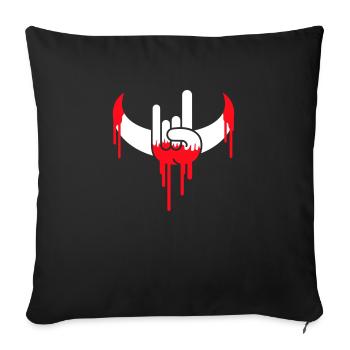 Heavy Metal Rock Sang Graffiti Cornes Geste de la main - Housse de coussin décorative 45 x 45 cm - noir - Devant