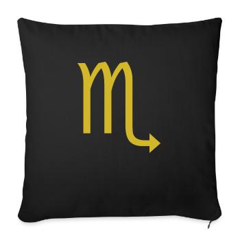 Zodiac sign Scorpio, exclusive t-shirt design - Sofa pillowcase 17,3'' x 17,3'' (45 x 45 cm) - black - Front