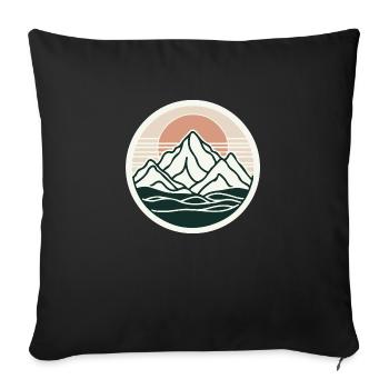 Minimaliste Montagnes, Eau, Lac, Nature, Soleil - Housse de coussin décorative 45 x 45 cm - noir - Devant