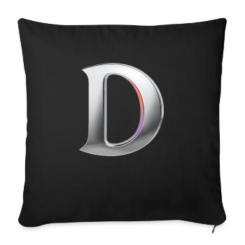 Chrome ,, D " Metallic - Sofakissenbezug 45 x 45 cm - Schwarz - Vorne