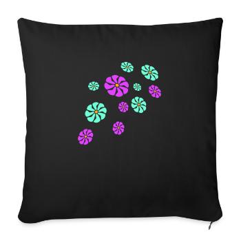 Beaucoup de jolies fleurs colorées motif décoratif belle - Housse de coussin décorative 45 x 45 cm - noir - Devant