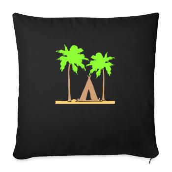 tente palmiers loisirs plage vacances camping-car en plein air - Housse de coussin décorative 45 x 45 cm - noir - Devant
