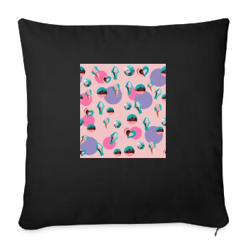 Motif de crème glacée, de cœurs et de planètes - Housse de coussin décorative 45 x 45 cm - noir - Devant