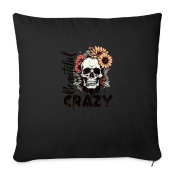 Beautiful Crazy Skull - Sofakissenbezug 45 x 45 cm - Schwarz - Vorne