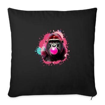 Gorille,graffiti,illustration,chewing-gum,bulle - Housse de coussin décorative 45 x 45 cm - noir - Devant