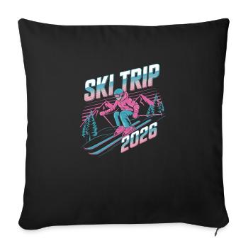 Séjour au ski 2026 - Housse de coussin décorative 45 x 45 cm - noir - Devant