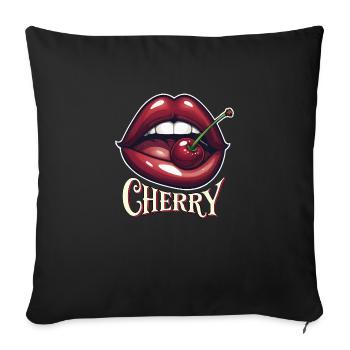 Bouchée de cerise sucrée - Housse de coussin décorative 45 x 45 cm - noir - Devant