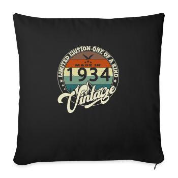Vintage 1934 meilleur de 1934 - annif 91 ans - Housse de coussin décorative 45 x 45 cm - noir - Devant