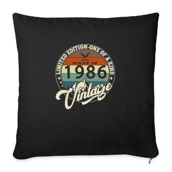 Vintage 1986 meilleur de 1986 - annif 39 ans - Housse de coussin décorative 45 x 45 cm - noir - Devant