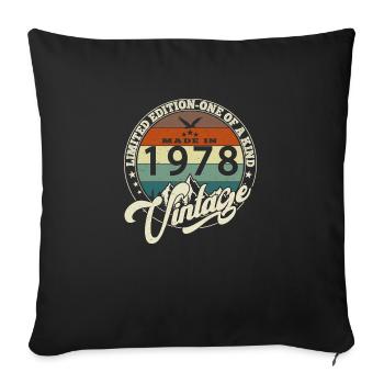 Vintage 1978 meilleur de 1978 - annif 47 ans - Housse de coussin décorative 45 x 45 cm - noir - Devant