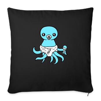 Octopus Bébé Hochet Couche Sucette Enfant Né - Housse de coussin décorative 45 x 45 cm - noir - Devant