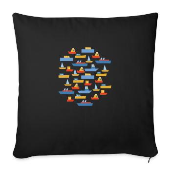 Boats - Sofa pillowcase 17,3'' x 17,3'' (45 x 45 cm) - black - Front