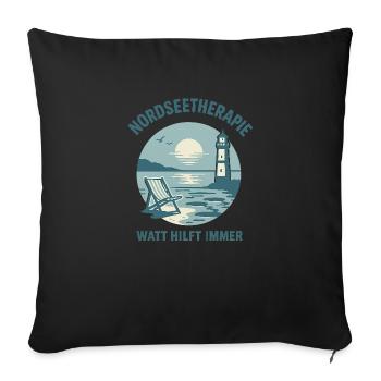 Nordseetherapie - Watt hilft immer - Sofakissenbezug 45 x 45 cm - Schwarz - Vorne