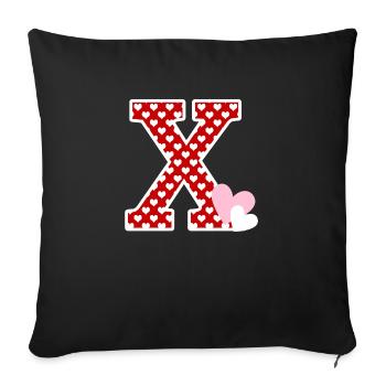 Letter x heart - Sofa pillowcase 17,3'' x 17,3'' (45 x 45 cm) - black - Front