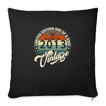 Vintage 2013 meilleur de 2013 - annif 12 ans - Housse de coussin décorative 45 x 45 cm - noir - Devant