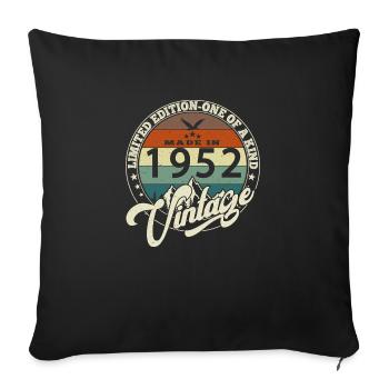 Vintage 1952 meilleur de 1952 - annif 73 ans - Housse de coussin décorative 45 x 45 cm - noir - Devant