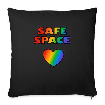LGBT Safe Space Rainbow Heart - Sofa pillowcase 17,3'' x 17,3'' (45 x 45 cm) - black - Front