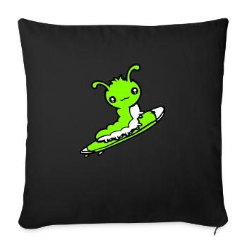 Caterpillar Surfer Surf Planche de surf Vagues de mer Riding - Housse de coussin décorative 45 x 45 cm - noir - Devant