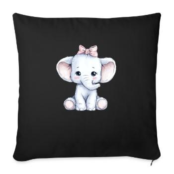 Mignon bébé éléphant - Housse de coussin décorative 45 x 45 cm - noir - Devant