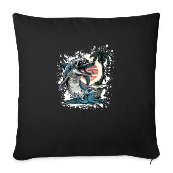 Vacances d’été avec les dauphins - Housse de coussin décorative 45 x 45 cm - noir - Devant