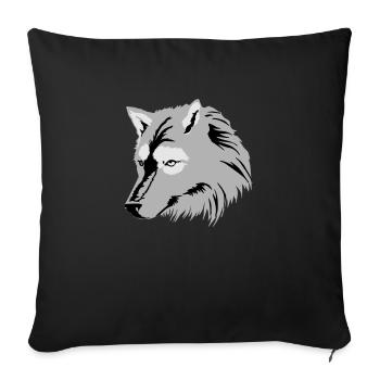 Wolf (3c) - Sofakissenbezug 45 x 45 cm - Schwarz - Vorne