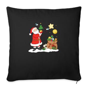 Santa Claus with bag of Christmas Gifts. - Sofakissenbezug 45 x 45 cm - Schwarz - Vorne