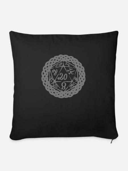D20 Geschenk Glücksbringer Rollenspiel Würfel - Sofakissenbezug 45 x 45 cm - Schwarz