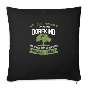 Dorfkind Baumhaus Dorf - Sofakissenbezug 45 x 45 cm - Schwarz - Vorne