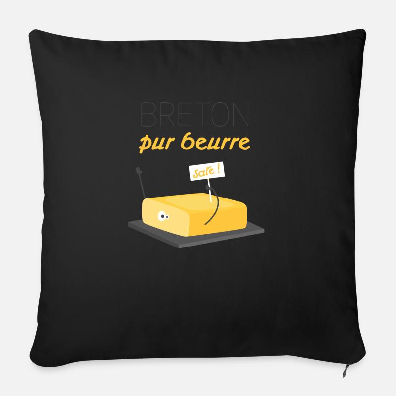 Breton Pur Beurre… salé ! - Housse de coussin décorative 45 x 45 cm - noir