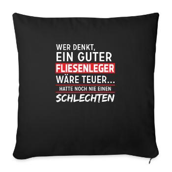 Fliesenleger - Sofakissenbezug 45 x 45 cm - Schwarz - Vorne