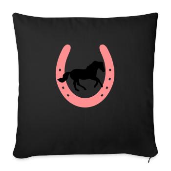 Horse Shoe with galloping Horse - you can change - Sofa pillowcase 17,3'' x 17,3'' (45 x 45 cm) - black - Front