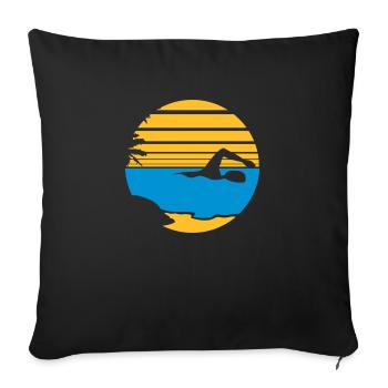 palms island vacation vacation sun beach swimming - Sofa pillowcase 17,3'' x 17,3'' (45 x 45 cm) - black - Front