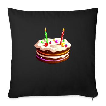 gâteau anniversaire - Housse de coussin décorative 45 x 45 cm - noir - Devant