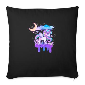 Licorne parmi les diamants - Housse de coussin décorative 45 x 45 cm - noir - Devant